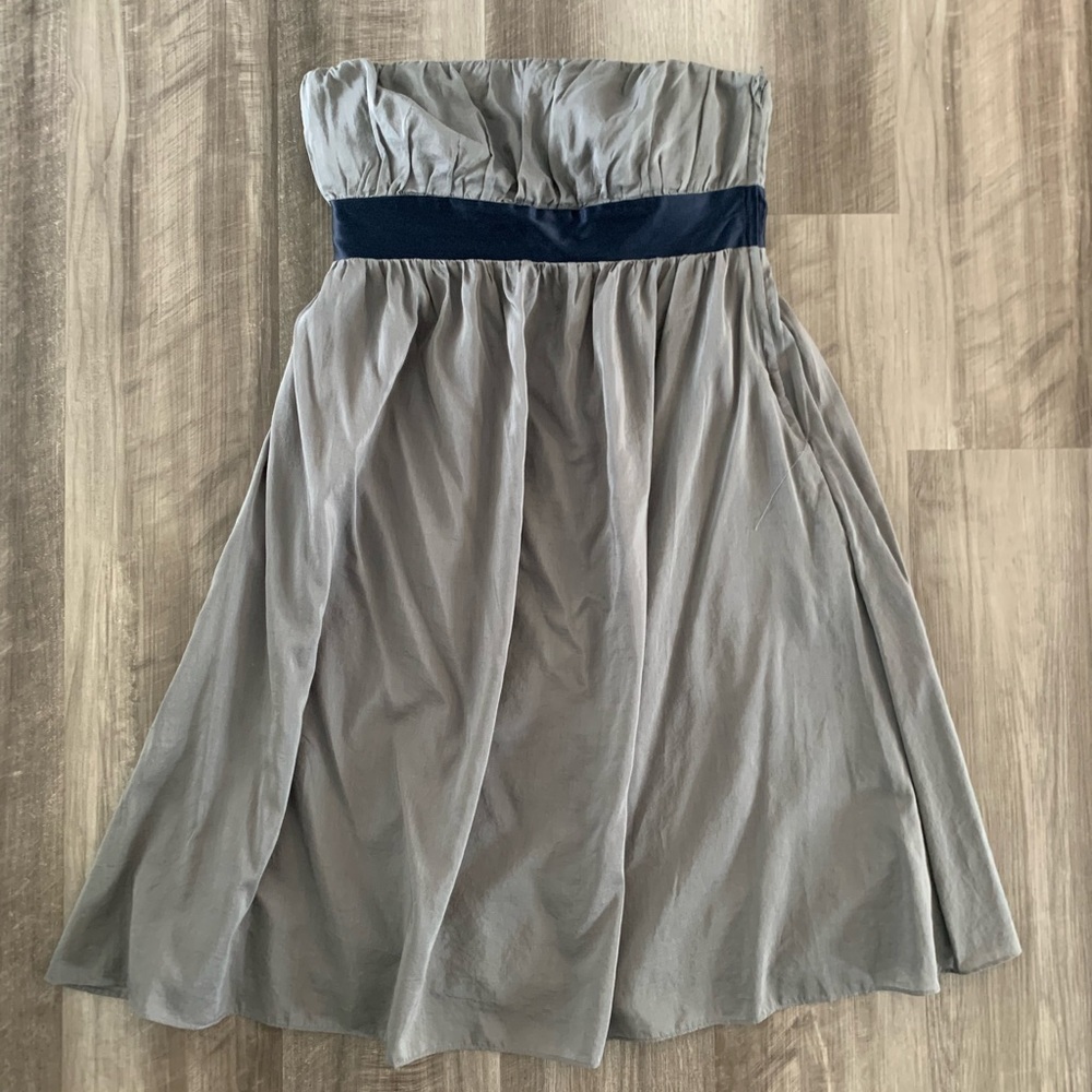 Gap Strapless Babydoll Dress - Gray/Navy, Size 10